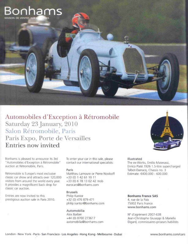 Talbot Darracq Bonhams ad