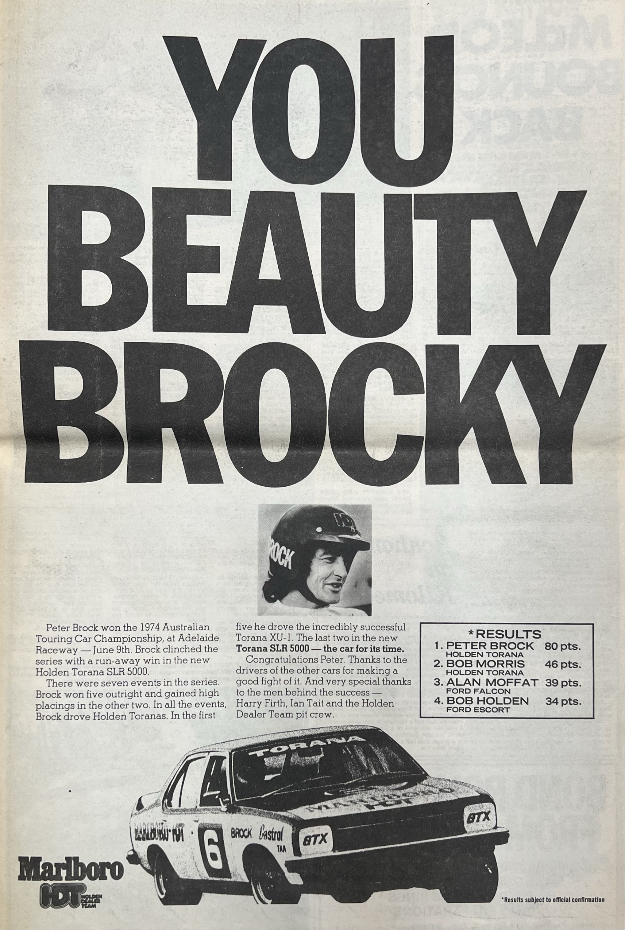 1183 - Holden LH Torana SL/R 5000 L34 - Bathurst 1976 - A Panoramic Photo 30x10 Inches