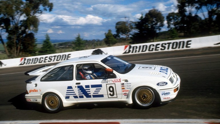 Moffat aboard the Andy Rouse-built, leased Ford Sierra RS500, at Bathurst in 1987